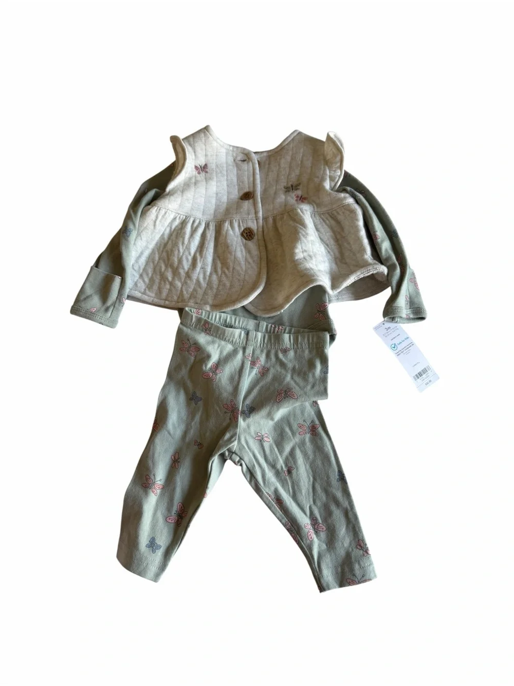 Carter's Sage Green Butterfly Print Baby Matching Set